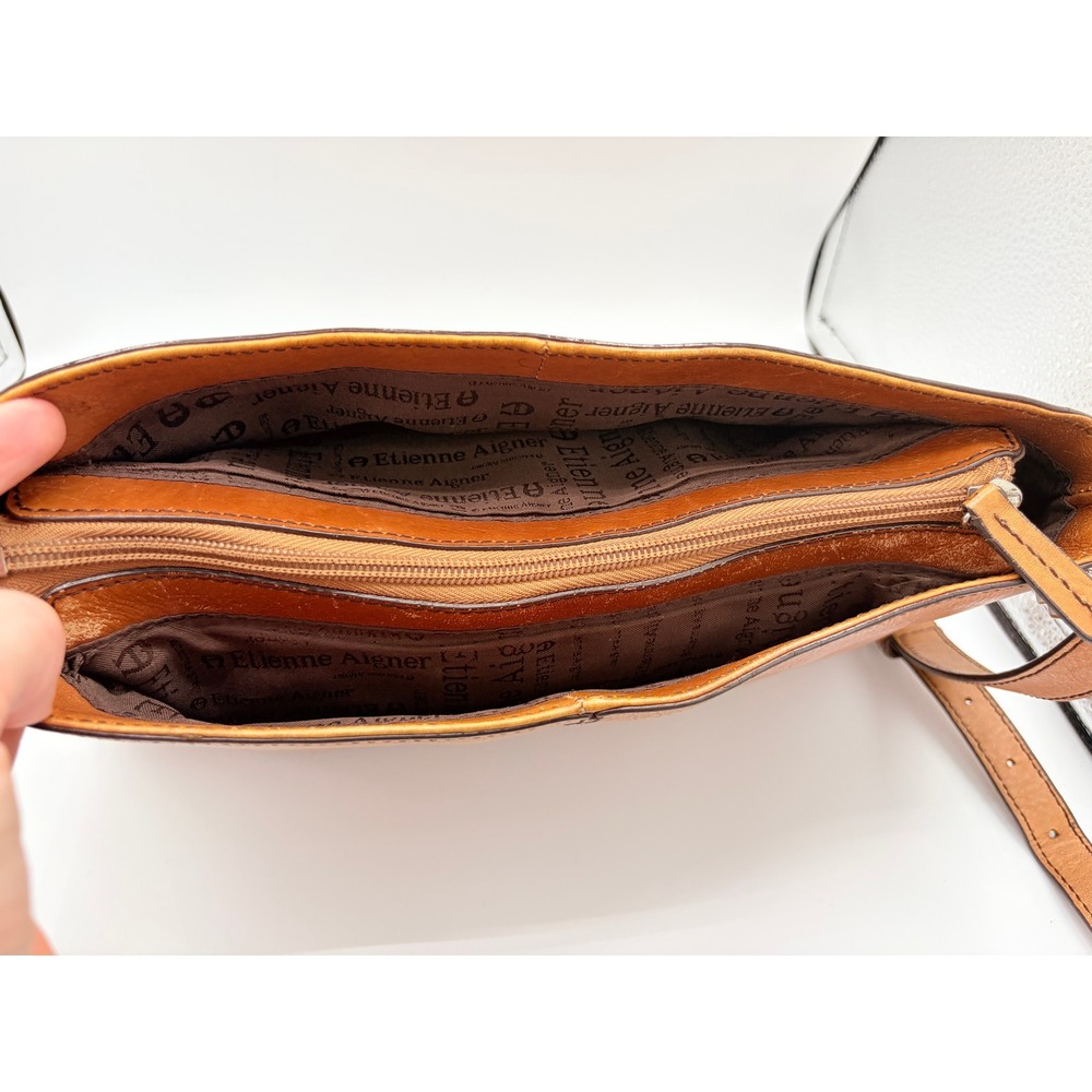 Etienne Aigner Vintage 90s Crossbody Purse Bag Small Classic Brown Leather Y2K - Picture 6 of 9